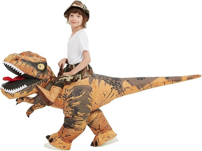 GOOSH Inflatable Dinosaur Costume Kids Halloween Blow up Costume for Boy Girl Funny Riding T Rex Costume for Party Cosplay - Image 4