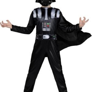 STAR WARS Darth Vader Official Youth Halloween Costume - Printed Jumpsuit with Cape and Plastic Mask