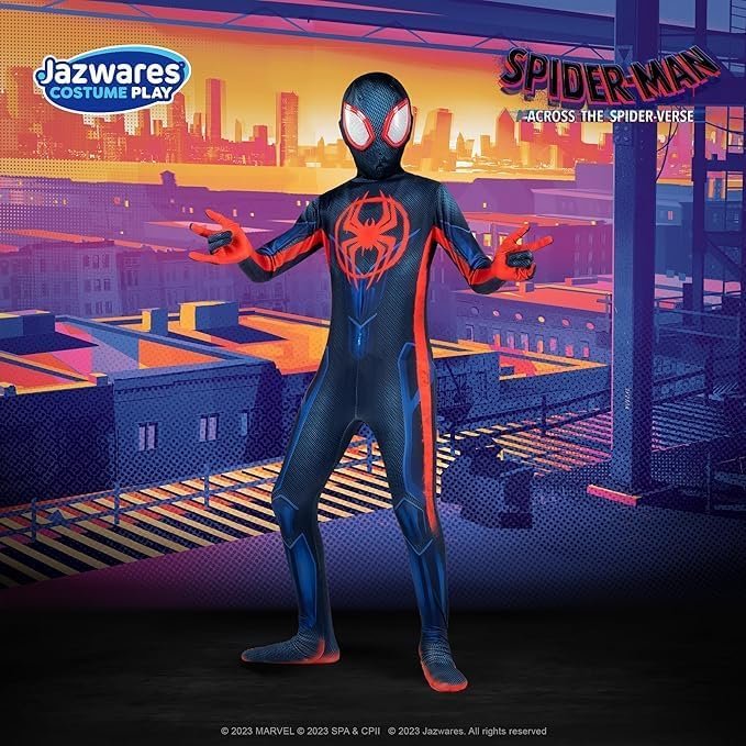 Marvel Miles Morales: Spider-Man Official Youth Deluxe Zentai Costume - Stretch Spandex with Hidden Zippers and Wrist Slits - Image 4