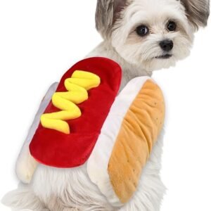Dog Hot Dog Costume, Dog Halloween Costumes Funny Pet Hot Dog Costume for XS Small Medium Dogs Cats Pets (Medium)