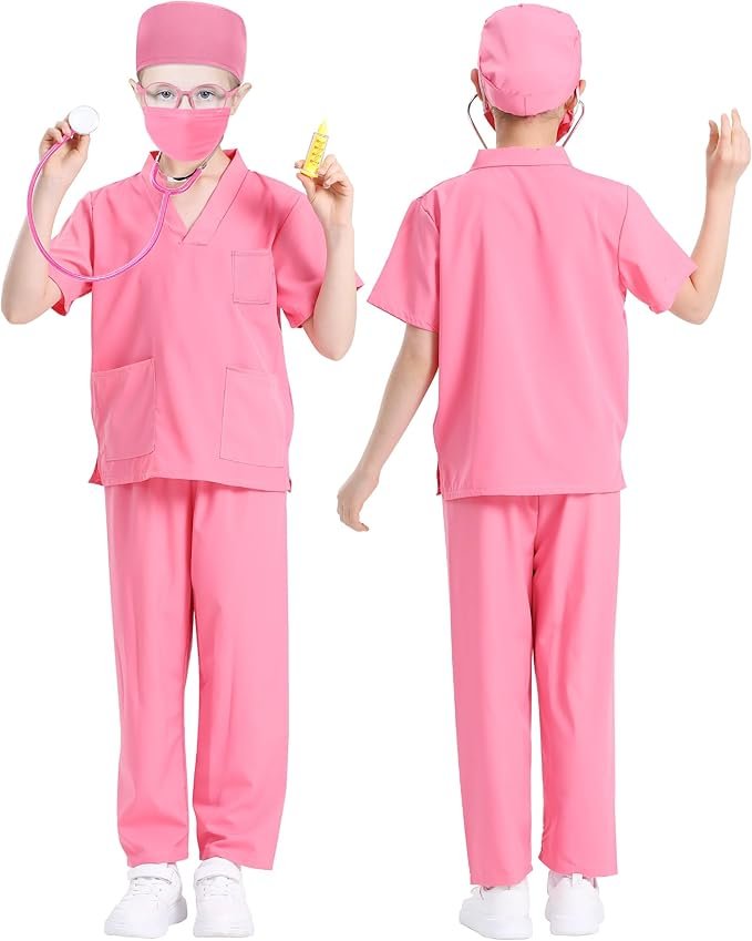 ICECUTE Doctor Costume for Kids Scrubs with Accessories,7Pcs Toddler Halloween Costume for Boy Girls,3-11 Years - Image 2