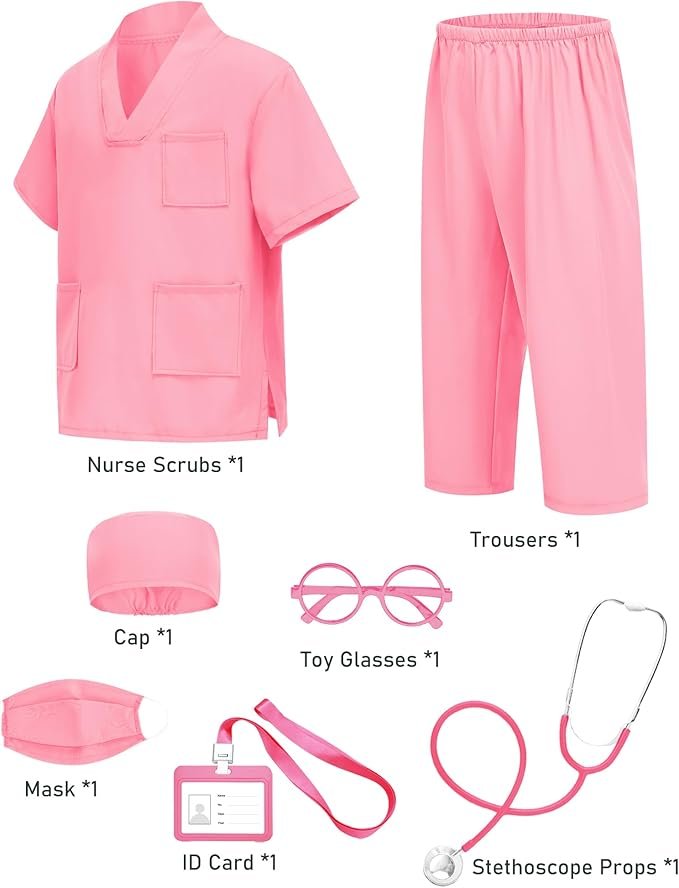ICECUTE Doctor Costume for Kids Scrubs with Accessories,7Pcs Toddler Halloween Costume for Boy Girls,3-11 Years - Image 4