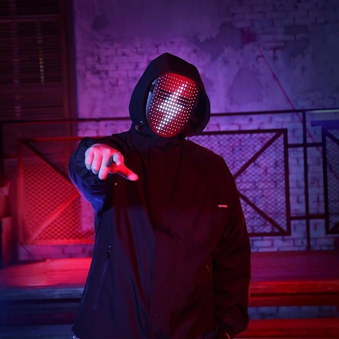 Led Mask Halloween Costume for Kids Adults, Face Transforming Light up Mask with Gesture Sensing, Cool Toys Great Gift for Birthday Costume Party Christmas - Image 3