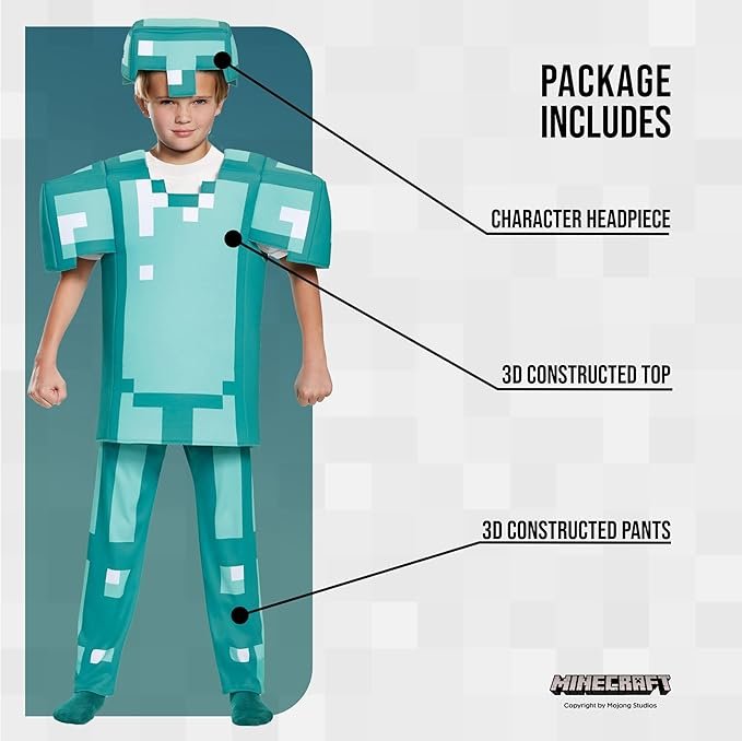 Kids Minecraft Armor Deluxe Halloween Costume - Image 3