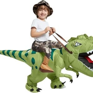 One Casa Inflatable Dinosaur Costume Riding T Rex Air Blow up Funny Fancy Dress Party Halloween Costume for Kids