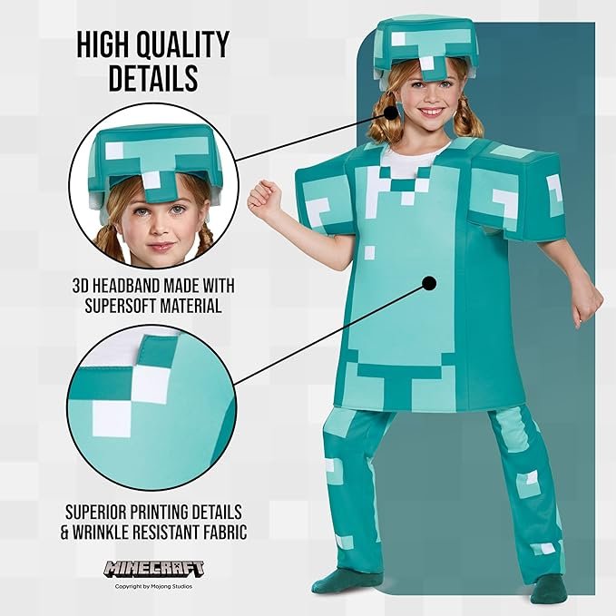 Kids Minecraft Armor Deluxe Halloween Costume - Image 4