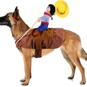 Dog Cowboy Costume, Dog Halloween Costumes Cowboy Rider Dog Costume Funny Dog Costume for Small Medium Large X-Large Dogs (XX-Large)