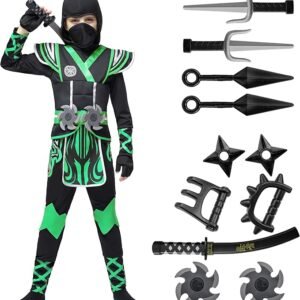 Spooktacular Creations Kids Ninja Costume, Child Boy Ninja Outfit Set, Halloween Costume for Toddler Themed Dress Up Party
