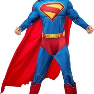 Rubies Superman Deluxe Kids Boys Costume Jumpsuit with Shoe Covers and Cape