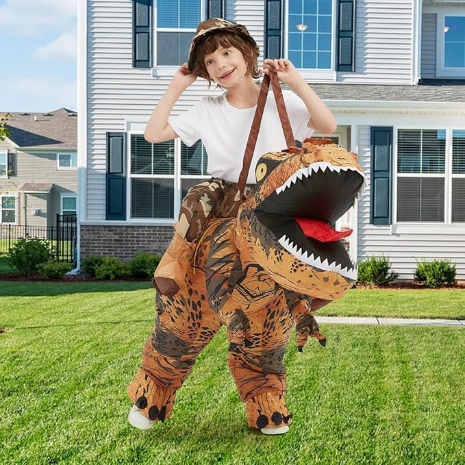GOOSH Inflatable Dinosaur Costume Kids Halloween Blow up Costume for Boy Girl Funny Riding T Rex Costume for Party Cosplay - Image 3