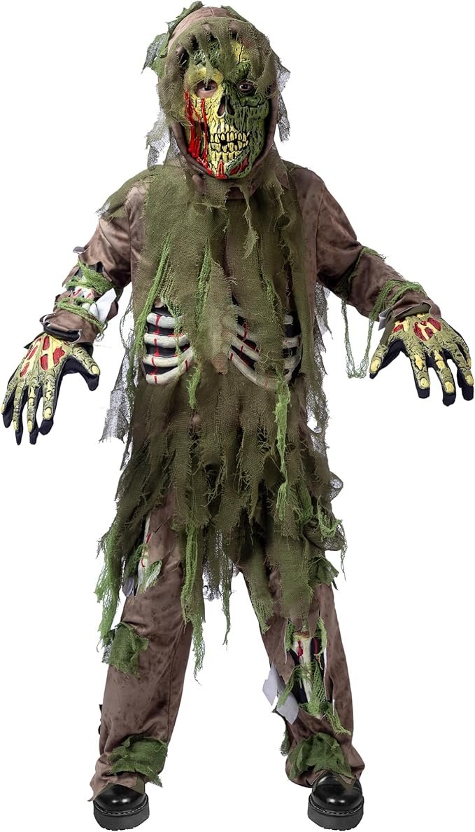 Spooktacular Creations Swamp Deluxe Skeleton Living Dead Zombie Costume for Halloween Kids Monster Role-Playing