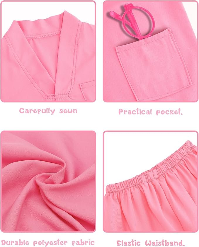 ICECUTE Doctor Costume for Kids Scrubs with Accessories,7Pcs Toddler Halloween Costume for Boy Girls,3-11 Years - Image 3